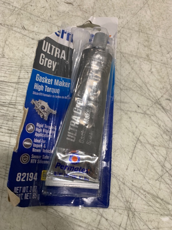Photo 1 of Permatex 82194 Ultra Grey Rigid High-Torque RTV Silicone Gasket Maker, Sensor Safe And Non-Corrosive, For High Torque And Vibration Resistant Applications, 3 oz