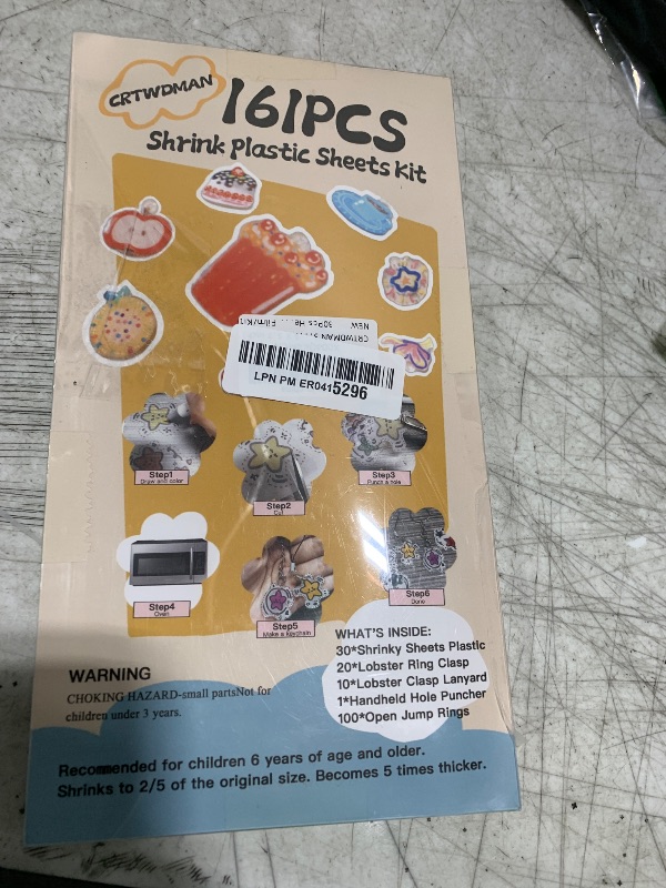 Photo 1 of 161 Pcs Shrink Paper Keychain Kit,with 30 Pcs Shrinky Plastic Sheets 7.9"x5.7",Hole Punch,Lobster Clasps,Jump Rings DIY Crafts for Adults and Teens