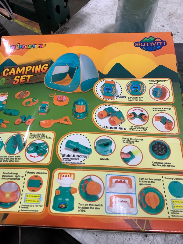 Photo 1 of FUN LITTLE TOYS Pop Up Play Tent with Camping Gear and Tools Set, Outdoor Toys for Kids