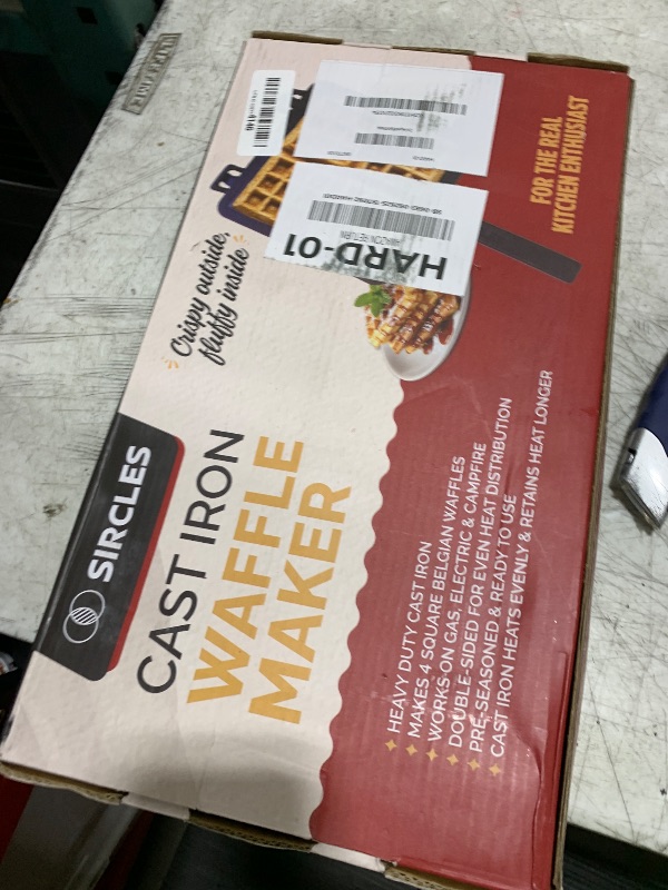 Photo 1 of Sircles Cast Iron Waffle Maker - Makes 4 Square Belgian Waffles - Non Electric - Heavy Duty - Belgian Waffle Maker - 8.5 inch Square Waffles - E-book recipes