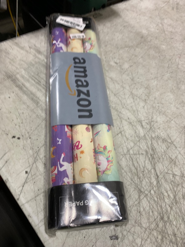 Photo 1 of WERNNSAI Unicorn Wrapping Paper Rolls - 3 Rolls 17” x 120” Unicorn Birthday Wrapping Paper Rolls Pink Unicorn Rainbow Gift Wrap Paper Girls Purple Wrapping Paper Rolls Kids Bday Gift Wrap with Cutting Line