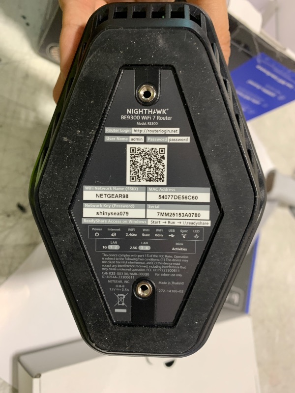 Photo 1 of NETGEAR Nighthawk Tri-Band WiFi 7 Router (RS300) - Security Features, BE9300 Wireless Speed (up to 9.3 Gbps) - Covers up to 2,500 sq. ft., 100 Devices - 2.5 Gig Internet Port - Free Expert Help