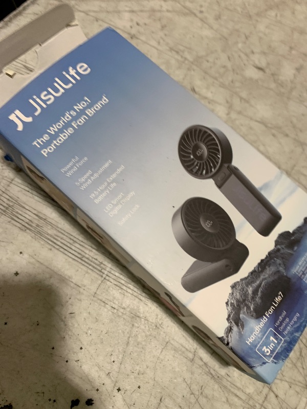 Photo 1 of JISULIFE Handheld Fan Life7 – Ultimate Flexibility: High-Power Motor, LED Display, 19.5 Hrs Cooling, 5000mAh Rechargeable, 5-Speed, Foldable Design, 3-IN-1 Portable Fan for Travel Cruise Beach(Black)