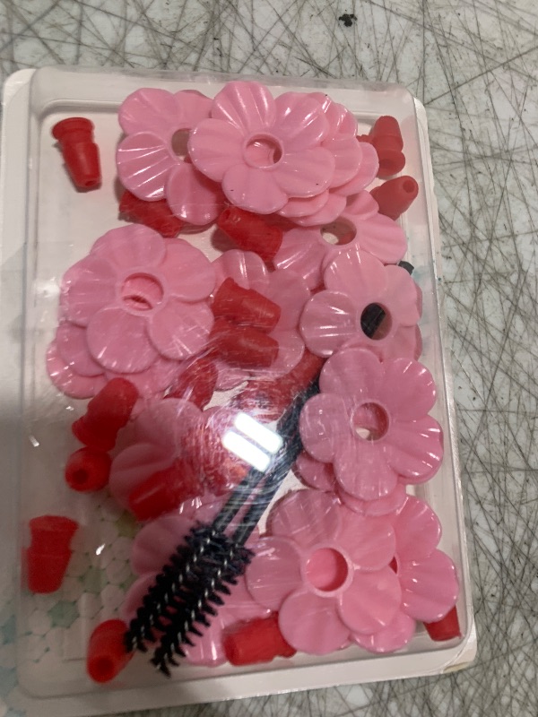 Photo 1 of 20pcs Replacement Flowers for Hummingbird Feeders, Hummingbird Feeder Replacement Flowers Parts with Brushes Bee Guards & Feeding Ports for Outdoor Hanging Feeders (Red Core)