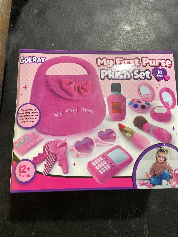 Photo 1 of Golray Plush Toddler Purse Baby Girl Pretend Play Toy - 10 Pcs My First Purse with Soft Sensory Toy Smartphone/Crinkle Makeup Beauty Playset for Toddler Baby Girl Christmas Birthday Gift Ages 3 4 5