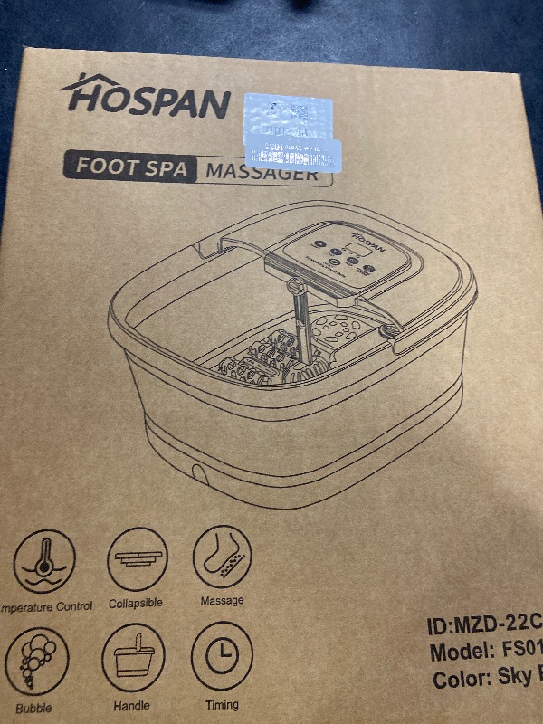 Photo 1 of HOSPAN Collapsible Foot Spa with Heat, Bubble, Red Light, and Temperature Control, Foot Bath Massager with 8 Shiatsu Massage Rollers, Pedicure Foot Spa for Relaxation - FS01A