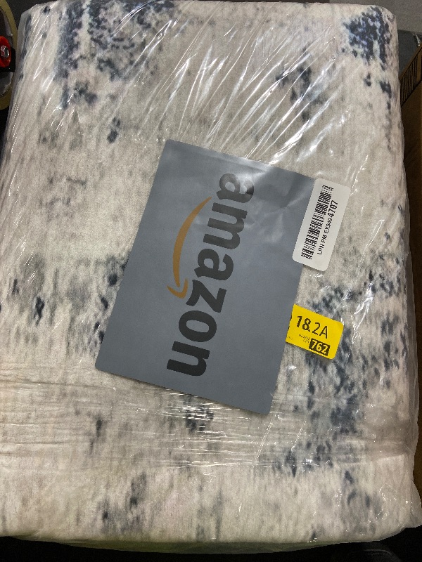 Photo 1 of 5x7 Area Rugs - Ultra-Thin Washable Rug with Non-Slip Backing, Ideal for Living Room, Bedroom, Kitchen Floor Carpet - Modern Abstract Style, Easy Clean, Durable, Ivory Navy