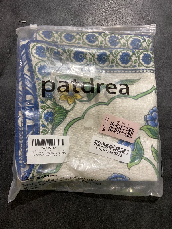 Photo 1 of patdrea Designer Throw Pillow Covers Set of 2,Blue Euro Elegant Linen with Blooming Floral Pattern Pillow Cover,Decorative Square Pillowcases Cushion for Bed Living Room Outdoor Car,18"x18"