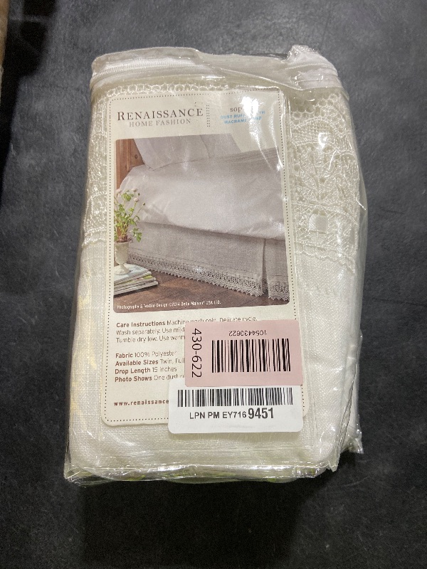Photo 1 of Stylemaster Renaissance Home Fashion Sophia Dust Ruffle/Bed Skirt, Queen, Ivory