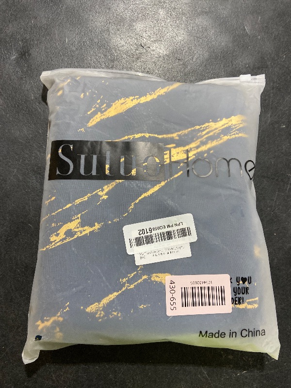 Photo 1 of Sutuo Home Marble Sheer Curtains 84 Inch Length, Gold Foil Print Metallic Bronzing, Privacy Window Treatment Abstract Drape Pair 2 Panels Set for Bedroom Kitchen Living Room 52" W x 84" L, Navy Blue