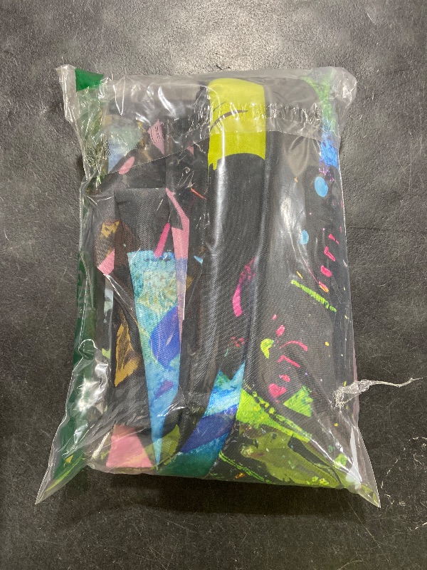 Photo 1 of Neon Happy Birthday Banner - 71x43 Photography Backdrops, Party Background Decorations, Colorful Graffiti Splash Paint Kids Birthday Supplies, Glow in The Dark