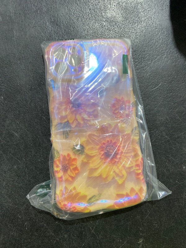 Photo 1 of Jusy Compatible with iPhone 11 Pro Max, Colorful Retro Oil Painting Printed Flower Laser Glossy Pattern Cute Curly Wave Phone Case Soft TPU Cover for Girly Women - Sunflower