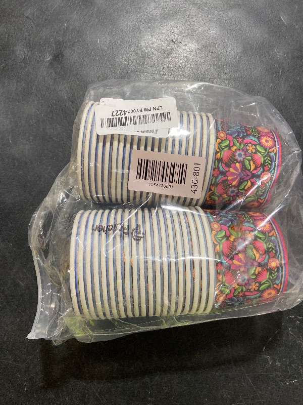 Photo 1 of 50 Pack 9 oz Fiesta Paper Bowls Mexican Day of the Dead Paper Cups Dia De Los Muertos Flower Disposable Soup Bowls Snack Cups Plates Cinco De Mayo Party Supplies for Taco Dessert Hot or Cold Food
