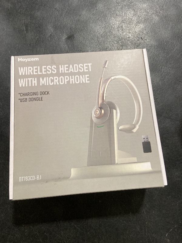 Photo 1 of Bluetooth Headset, Wireless Headphones with Microphone Noise Canceling & USB Dongle, V5.0 Trucker Bluetooth Headset with Mic Mute & Charge Dock for PC/Laptop/Phone/Meeting/CallCenter/Office Gold