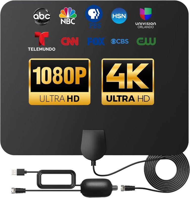Photo 1 of TV Antenna Indoor Long Range 900 Miles, Supports 4K 1080p Smart TV Signal Reception with Signal Amplifier 16ft HDTV Coax Cable