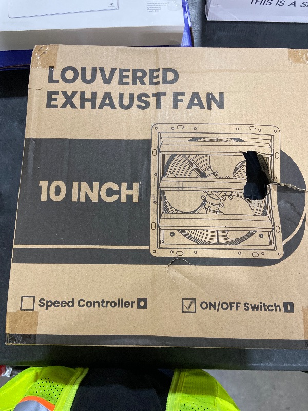 Photo 1 of HG Power Upgraded 10 Inch Shutter Exhaust Fan, 647CFM Low Noise Shed Exhaust Fan with Mesh Screen for Basement, Gable, Chicken Coop Ventilation Use, Black