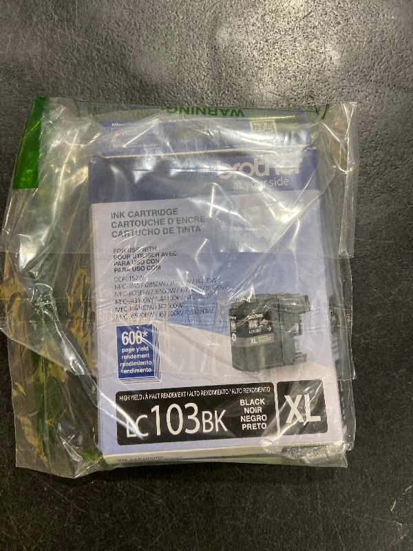 Photo 1 of Brother Genuine High Yield Black -Ink -Cartridge, LC103BK, Replacement Black -Ink, Page Yield Up To 600 Pages, Amazon Dash Replenishment -Cartridge, LC103, 1 OEM -Cartridge