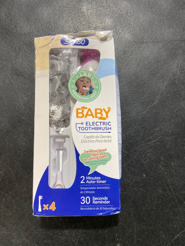 Photo 1 of SEAGO Toddler Electric Toothbrushes for Baby Ages 0-3 Years, Baby Toothbrush with Smart Timer and Suction Base, 4 Replacement Brush Heads SG-513(Purple-C)