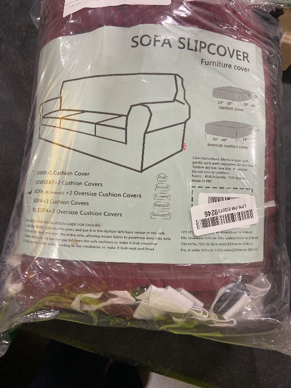Photo 1 of MAXIJIN 3 Piece Couch Covers for 2 Cushion Couch Sofa Cover, Stretch Loveseat Sofa Slipcovers for Sofas with 2 Large Cushions, Thick Dogs Pet Furniture Covers (71"-91", Wine Red)