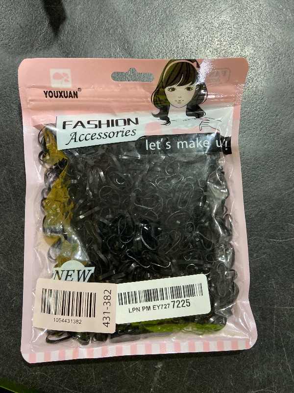 Photo 1 of Youxuan 1000-Pack Elastic Hair Ties Non-slip Rubber Hair Bands for Girls, Black