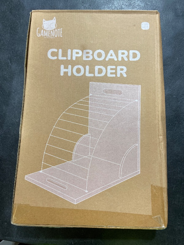 Photo 1 of GAMENOTE Clipboard Holder, Wood and Metal Clipboard Holder Stand, Small White Board Storage Rack Organizer for Classroom, Office, Assembly Required (1)