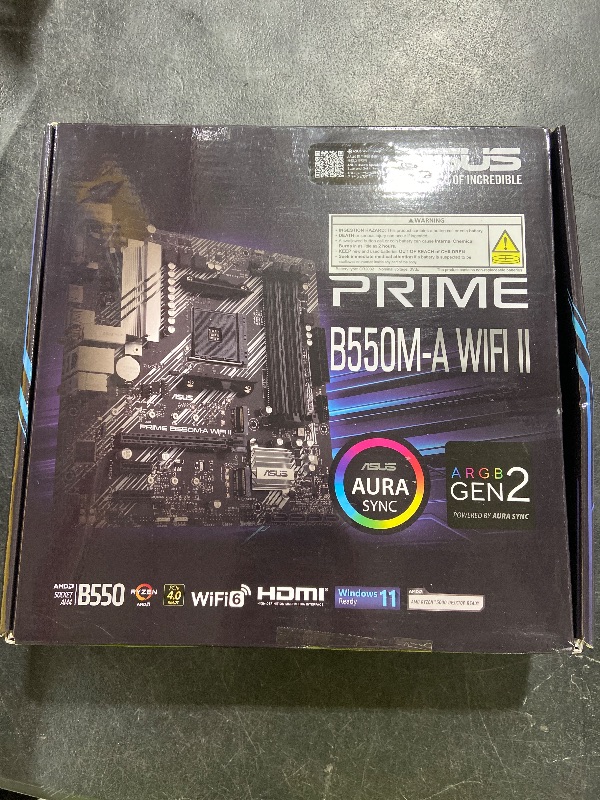 Photo 1 of ASUS Prime B550M-A WiFi II AMD Micro ATX Motherboard with PCIe 4.0, WiFi 6, ECC Memory, HDMI 2.1, RGB Header