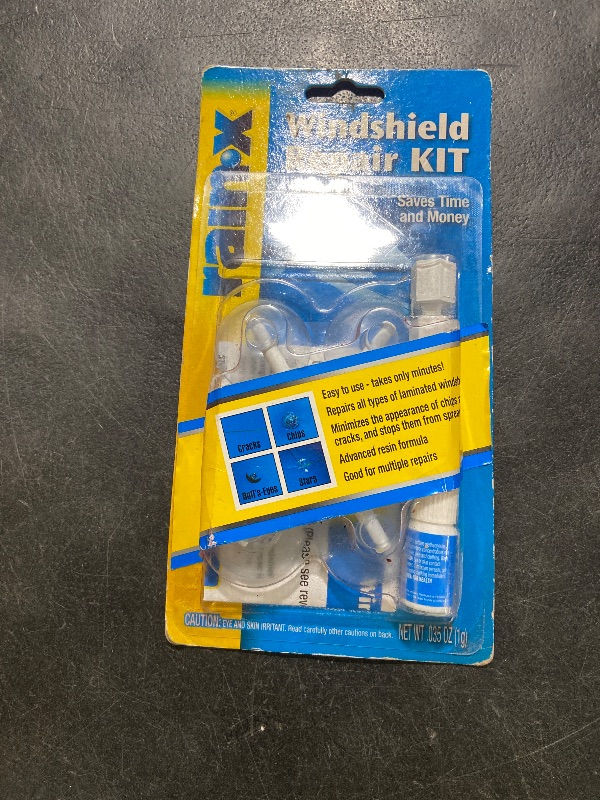 Photo 1 of Rain-X 600001 Windshield Repair Kit - Quick and Easy Durable Resin Based Windshield Repair Kit for Chips and Cracks, Good for Round Damage Below 1" in Diameter and Cracks Smaller Than 12" in Length