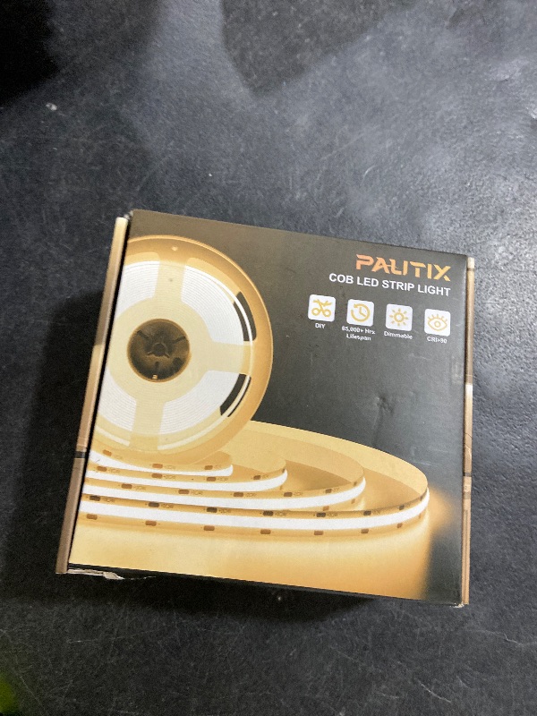 Photo 1 of PAUTIX COB LED Strip Light 16.4ft,Engineering Level UL Listed Warm White 3000K,CRI93+ Super Bright High Lumen,Dimmable 24V Flexible LED Tape Light with RF Remote,for Cabinets,Home&Office DIY Lighting