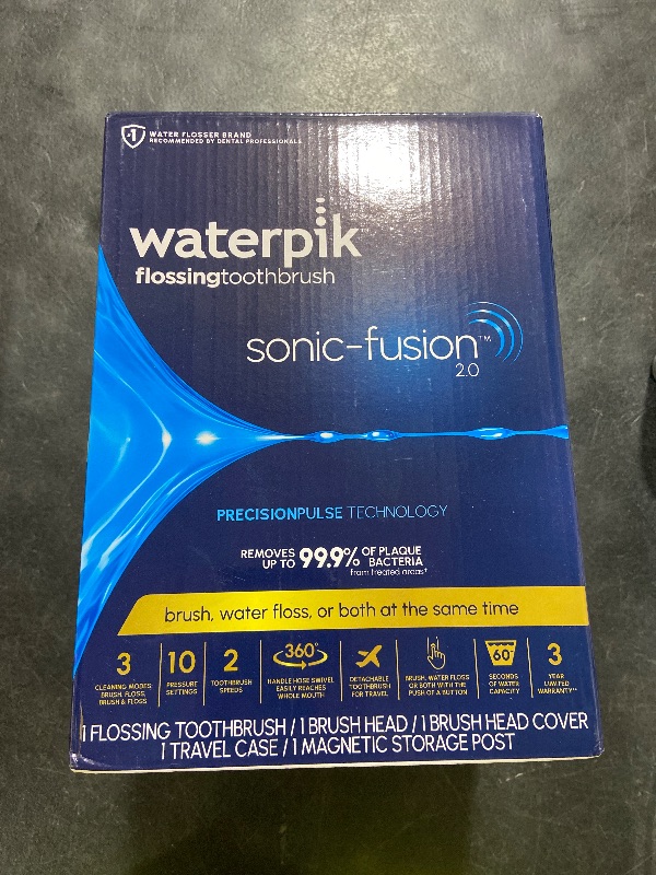 Photo 1 of Waterpik Sonic-Fusion 2.0 Professional Flossing Electric Toothbrush with Water Flosser Combo In One, White SF-04, Packaging May Vary