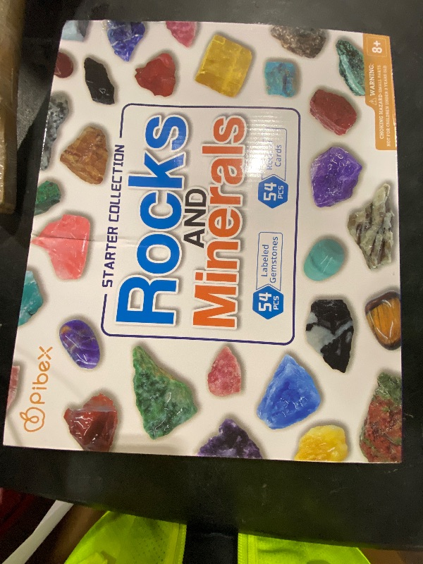 Photo 1 of PIBEX Rock Collection Starter Kit - 54 Pcs Assorted Gemstones, Crystals, Rocks & Minerals, with Learning Book & ID Cards, Earth Science Kit Toy, A Geology Gift for Kids & Adults Ages 8+