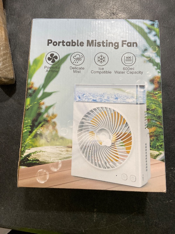 Photo 1 of JINLICTE Portable Misting Fan, 8000mAh 8-Inch Rechargeable Water Cooling Mist Fan with 600mL Water Tank, Quiet USB Battery Powered, Perfect for Camping Home Outside Office Travel