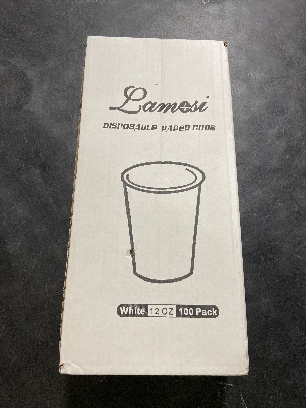 Photo 1 of Lamosi 100 Pack 12 oz Paper Cups, Disposable Paper Coffee Cups 12oz, Hot/Cold Beverage Drinking Cups for Water Juice or Tea, Perfect for Office Party Home Travel