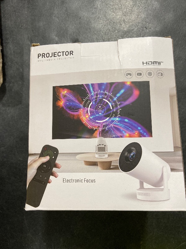 Photo 1 of ?Electric Focus?Mini Portable Projector with 4K Support, Bluetooth 5.4 WIFI6, 5watt Sound Base Speaker, 260 ANSI, Android 11, 210° Rotation , Auto Keystone Correction Video Projector HY300 PLUS