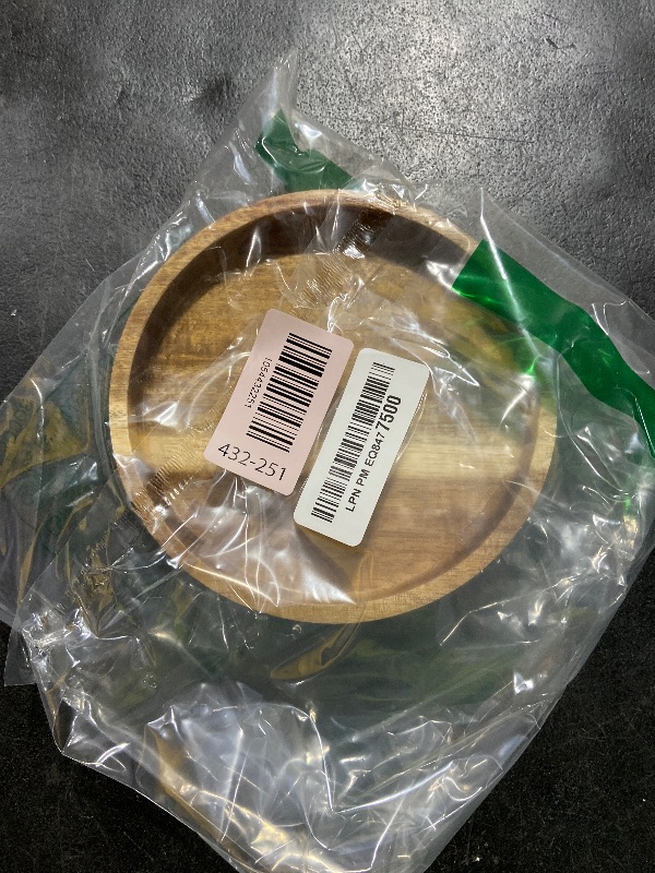 Photo 1 of MAYJOYDIY 5.9Inch Round Wood Serving Tray Acacia Wood Decorative Serving Platter Small Charcuterie Board Solid Trays for Cookie Dessert Party Food Kitchen Platter Tray Cheese Board