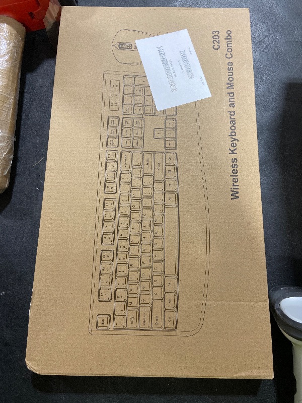 Photo 1 of Wireless Keyboard and Mouse Combo, Full-Sized 2.4GHz Wireless Keyboard with Comfortable Palm Rest and Optical Wireless Mouse for Windows, Mac OS PC/Desktops/Computer/Laptops (Black)