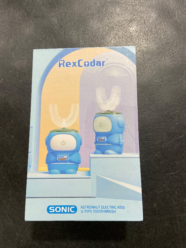 Photo 1 of RexCodar Ultrasonic Kid's U-Shaped Electric Toothbrush, IPX7 Waterproof, Five Cleaning Modes, 60S Smart Reminder (Blue Ages 6-12)