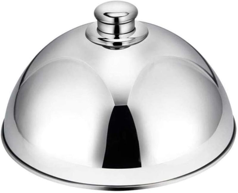 Photo 1 of Serving Dishes, Trays Platters, Plate Dish Dining Dinner for Home Kitchen Restau Cover Silver Plated Top Bead Steak Food Stainless Steel Cloche Food Cover,Dome Serving (Silver)