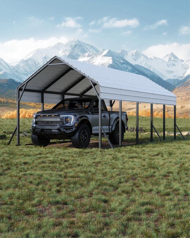 Photo 1 of incomplete set missing pieces - GarveeLife 13'x26'x11' Oversized Metal Carport, Steel Heavy Duty Car Ports for All-Weather, Tall Carport for Full-Size Pickup Trucks, Boats, and Tractors, N.W. 780 Lbs
