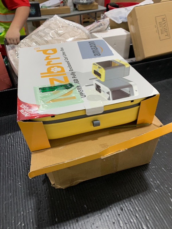 Photo 1 of LCZLBRRD Upgraded Fully Enclosed Cat Litter Box with Lid, Covered Cat Box Enclosure, Anti-Splashing Easy to Clean Kitty Litter Boxes with Drawer, 3 Modes can Use from Kitten to Adult(Yellow&Grey)