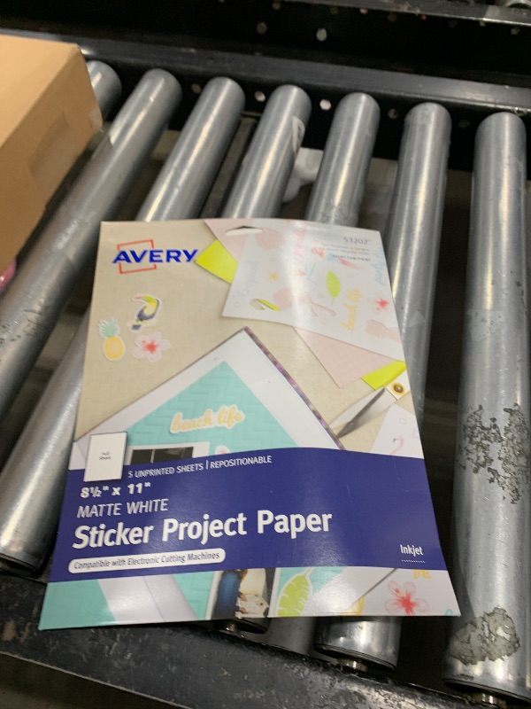 Photo 1 of Avery Printable Sticker Paper, 8.5" x 11", Matte White, Repositionable Adhesive, Laser/Inkjet Compatible, 5 Full-Size Label Sheets, Great for Product Branding, Cute Stickers, Crafts, and More (53202)