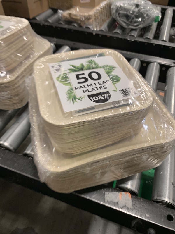 Photo 1 of Palm Leaf Plate Bamboo Paper Plates Disposable 10 Inch & 7 Inch Bulk Party Pack Eco Compostable Biodegradable Wooden Plate Best Alternative To Plastic Paper Plates (50 pc)