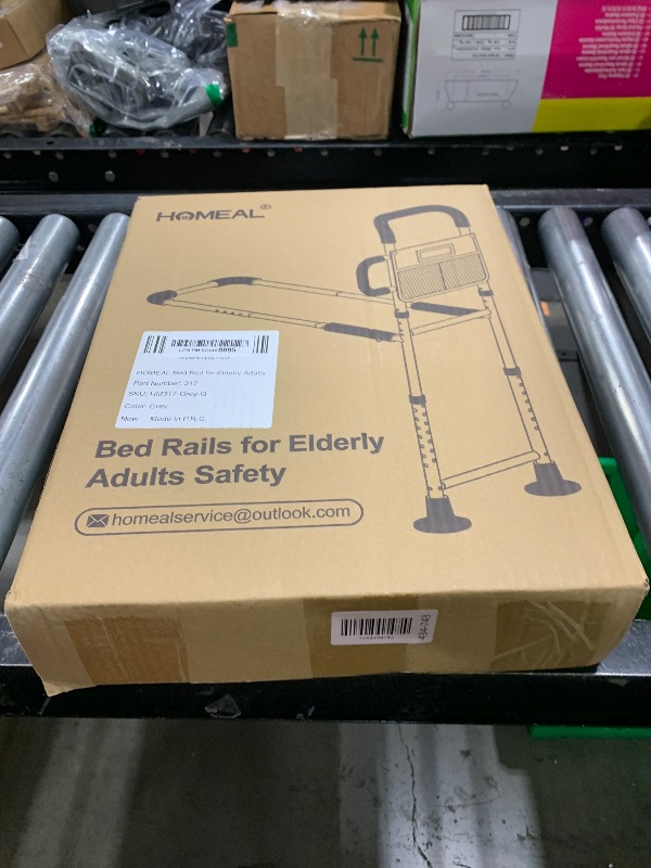 Photo 1 of HOMEAL Bed Rails for Elderly Adults Safety, ASTM Approved Adjustable Bedside Assist Rail for Seniors, Non-Slip Ergonomic Handle & Reinforced Support Bar, 350lb Tested, Motion Light & Fixing Strap(Grey