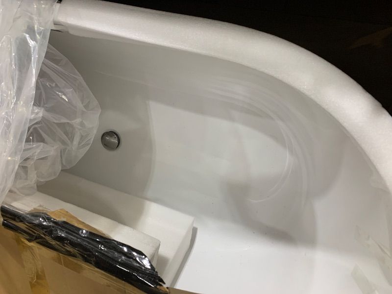 Photo 1 of Stand Alone Tub 67 inch Freestanding Bathtub – Matte Black and White Acrylic Soaking Tub with Chrome Drain and Overflow, Deep Modern Bath for Bathroom or Renovation