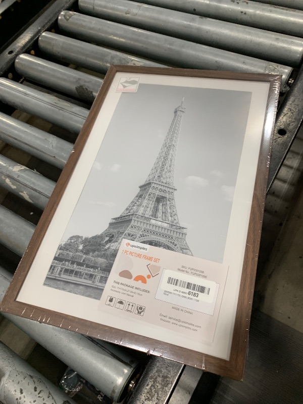 Photo 1 of upsimples 11x17 Picture Frame, Display Pictures 9x15 with Mat or 11 x 17 Without, Wall Hanging Poster Frames, Brown, 1 Pack