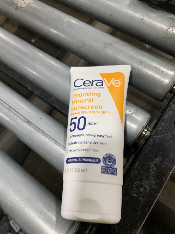 Photo 1 of CeraVe 100% Mineral Sunscreen SPF 50 with Zinc Oxide & Titanium Dioxide, Hyaluronic Acid & Ceramides, Oil Free & Non-Greasy, Hydrating Mineral Sunscreen For Body, 5 oz