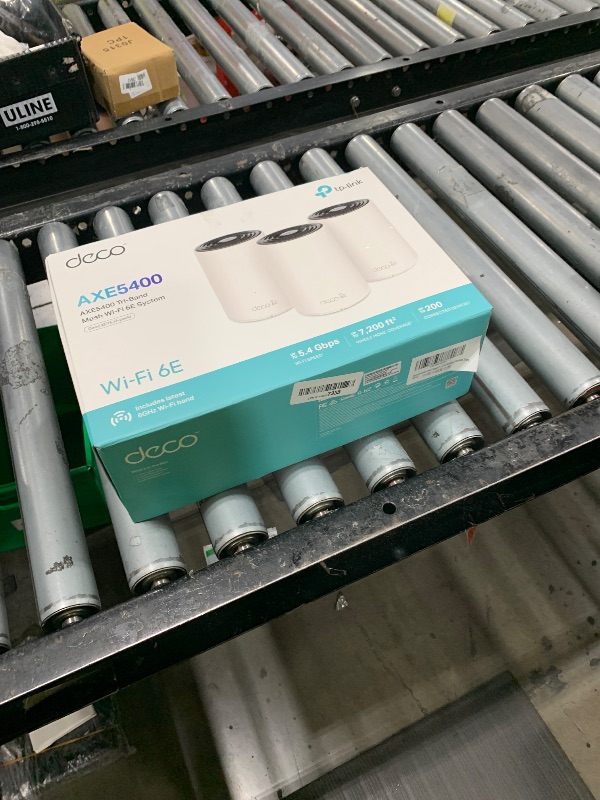 Photo 1 of TP-Link Deco XE75 AXE5400 Tri-Band WiFi 6E Mesh System - Wi-Fi up to 7200 Sq.Ft, Engadget Rated Best Mesh for Most People, Replaces WiFi Router and Extender, AI-Driven Mesh New 6GHz Band, 3-Pack