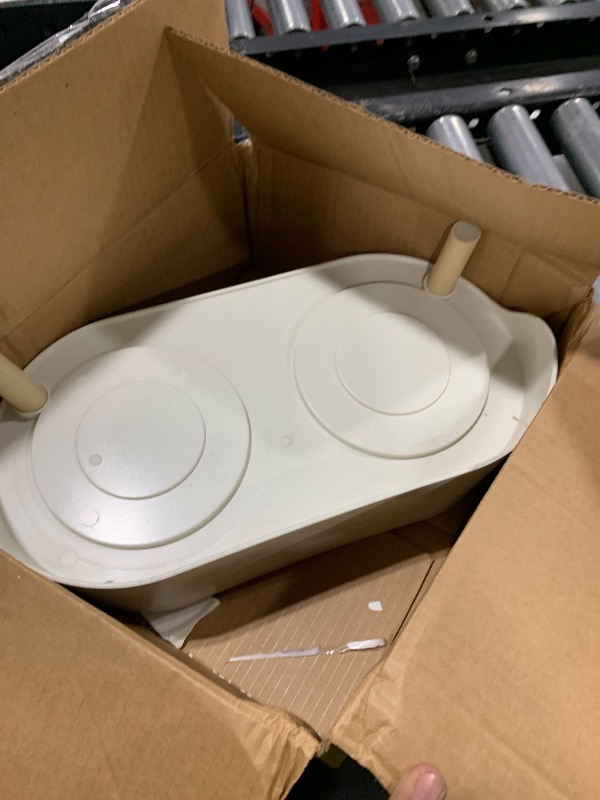 Photo 1 of Elevated Ceramic Dog Bowl Set - Double Dog Feeding Bowls with Stand Splash Proof - Raised Dishes for Food and Water - Ideal for Small to Medium Dogs - 2 x 850 ml - 28.74 oz