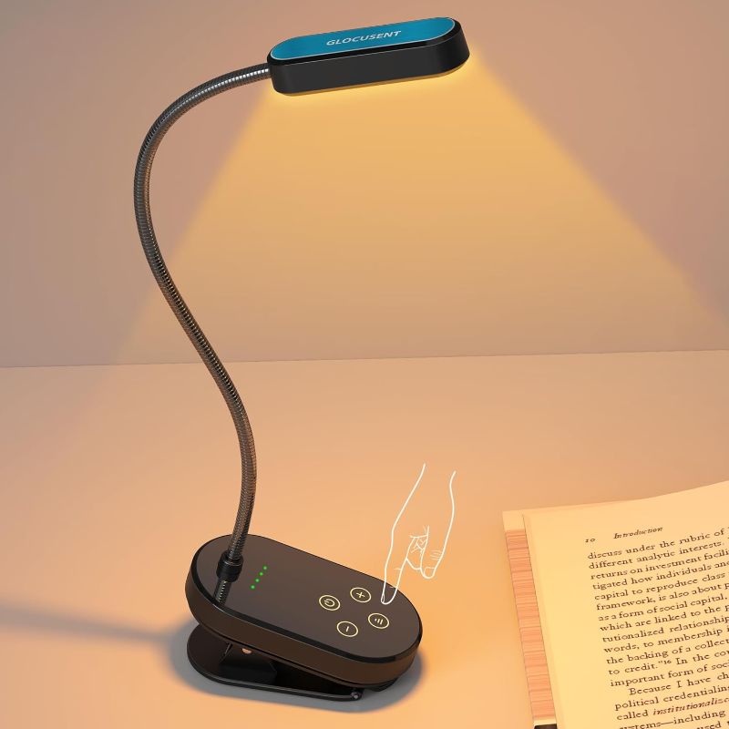 Photo 1 of Glocusent 16 LED Mini Book Light for Reading in Bed, Clip On Reading Light, Rechargeable & Long Lasting for 80+Hrs, 3 Colors & 5 Brightness Levels, Perfect Reader Gifts, Book Lovers, Kids (Black)