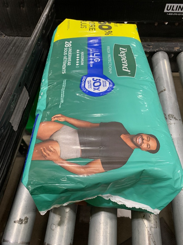 Photo 1 of Depend Fresh Protection Adult Diapers, Incontinence Underwear for Men, Disposable, Maximum, Large, Grey, 28 Count, Packaging May Vary