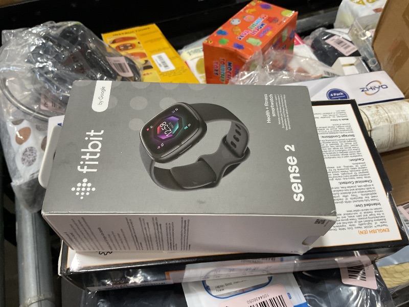Photo 1 of Fitbit Sense 2 Advanced Health and Fitness Smartwatch with Tools to Manage Stress and Sleep, ECG App, SpO2, 24/7 Heart Rate and GPS, Shadow Grey/Graphite, One Size (S & L Bands Included)
